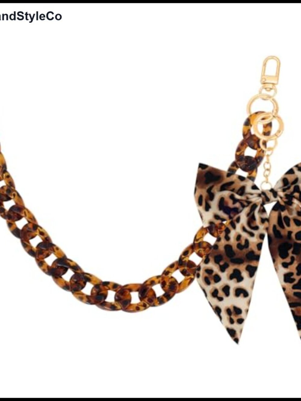 Acrylic Leopard Print Purse Chain Strap Replacement with Bow Keychain Charm